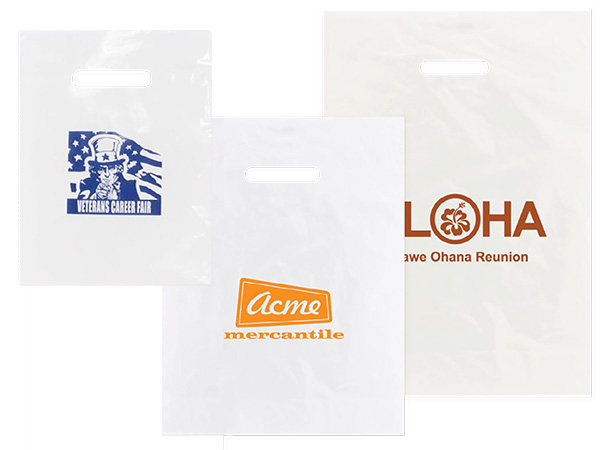 Frosted Clear Imprinted Diecut Handle Bags