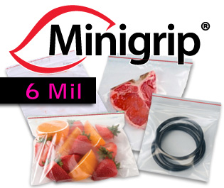 6 Mil. Premium Minigrip Red Lined Bags
