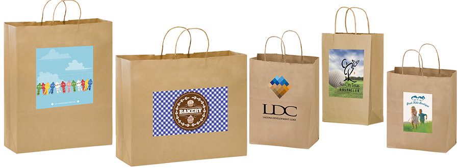 Short Run 4 Color Imprint Brown Kraft Bags