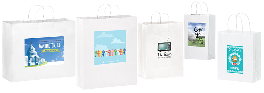 Short Run 4 Color Imprint White Kraft Bags