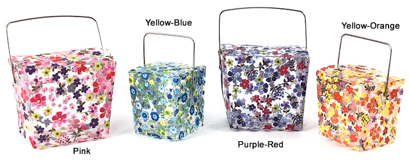 PET Clear Floral Print Take Out Boxes