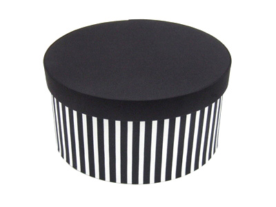 Black and White Stripe Oval Fabric Boxes