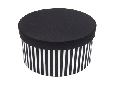 Stripe Base With Solid Lid Round Fabric Boxes
