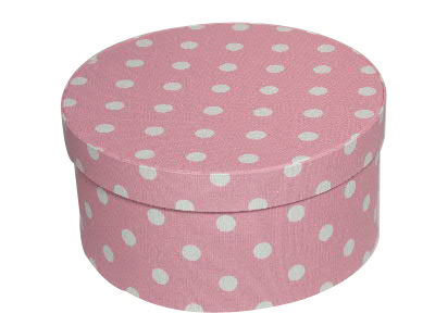 White Polka Dots on Pink Round Fabric Boxes