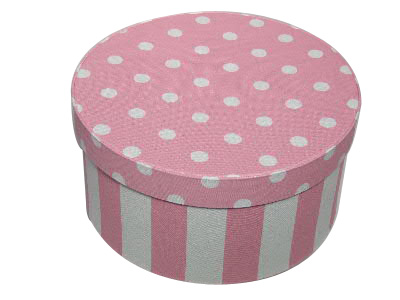 Pink and White Stripe Round Fabric Boxes