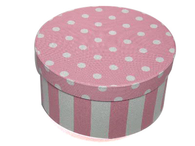 Pink with White Polka Dots Oval Fabric Boxes