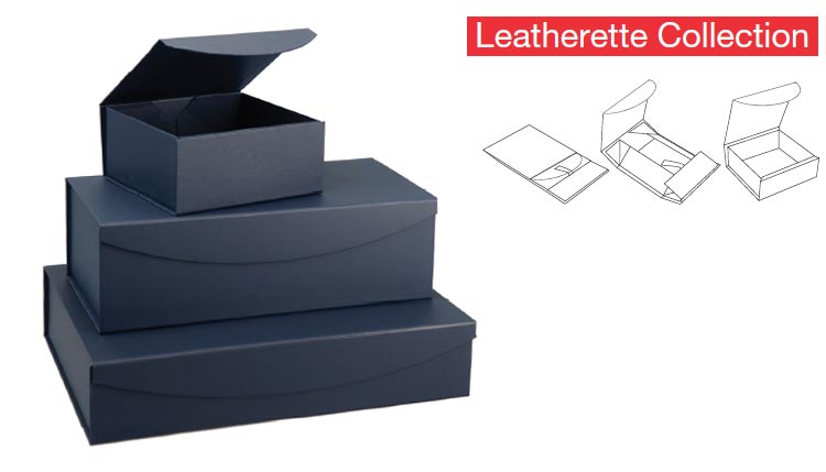 Magnetic Navy Leatherette Curved  Flap Boxes