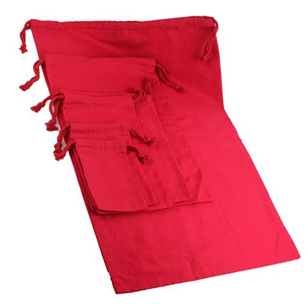 Red Cotton Pouch  w/ Red Cords