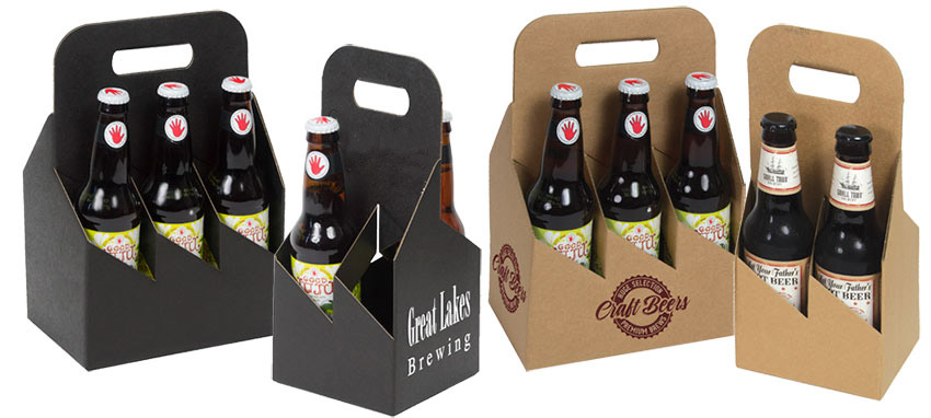TFD Supplies Six Pack Bottle Cardboard Carrier Boxes for 12oz Beer or Soda Bottles 10 Pack