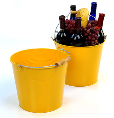 10in. Goldenrod Painted Pail Wooden Handle