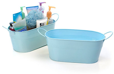 12in. Lt. Blue Painted Oval Tub w/Side Handles