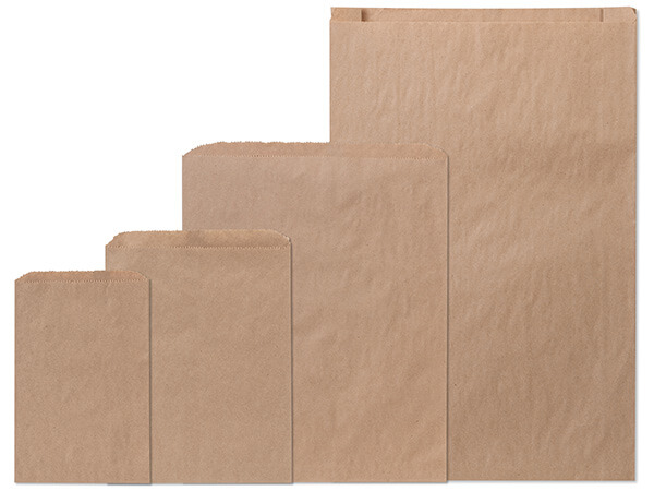 Flat Plain Brown Kraft Merchandise Bags