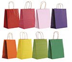8 x 4 3/4 x 10 1/2 Pinstripe Colors on Kraft Base Paper Bags w/Twisted Paper Handles, 