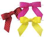 Pretied Grosgrain Polka Dot Bows With Wire Twist