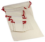 Bleached White Cotton Pouch  w/ Red Cords