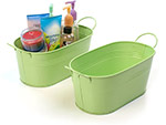 12in. Lime Green Painted Oval Tub w/Side Handles