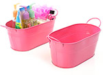 12in. Pink Painted Oval Tub w/Side Handles