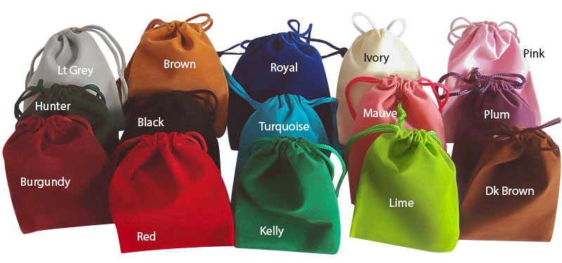 Velour Drawstring Jewelry and Gift Pouches